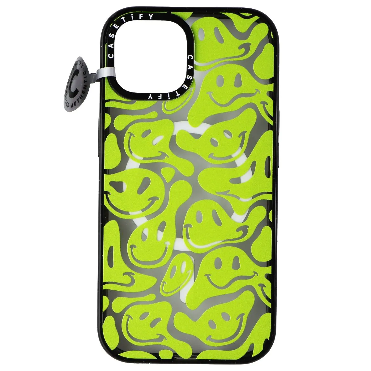 Casetify Impact Series Case for MagSafe for iPhone 15 - Acid Smiles Neon Green Simple Look