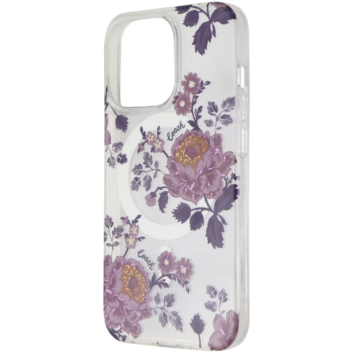 Flexible Protection Stylish grip Coach Protective Case for MagSafe for iPhone 13 Pro - Moody Floral Purple/Clear