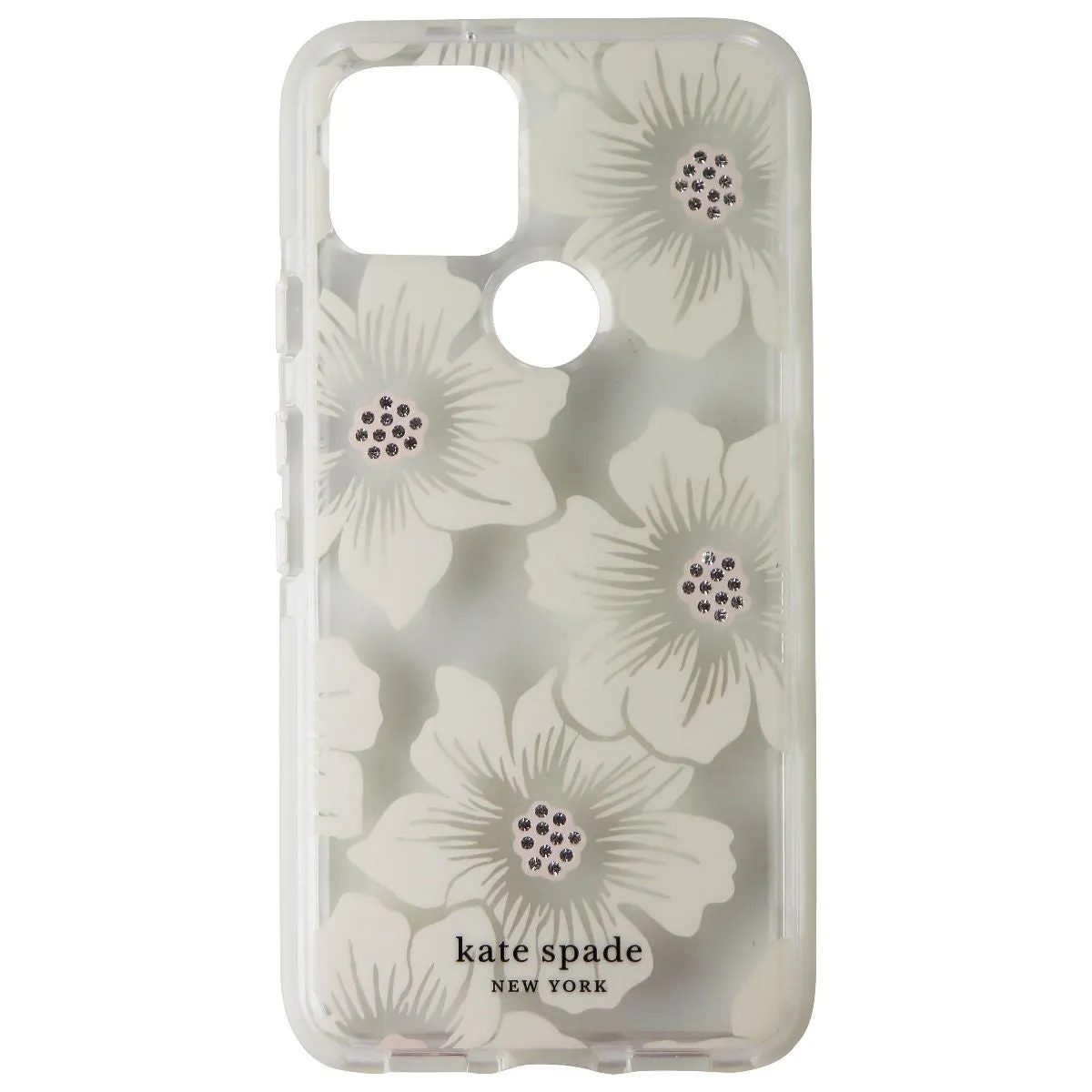 Soft Finish Layer Clear Pattern Kate Spade Defensive Hardshell Case for Google Pixel 5 - Hollyhock Floral Clear