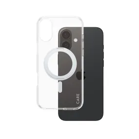 Minimal Pattern Minimal Build Texture CARE by PanzerGlass? Case Transparent w. Silver Kickstand & MagSafe iPhone 16 Plus
