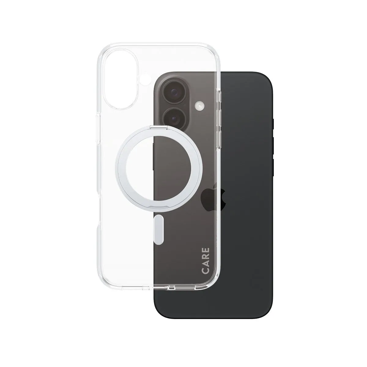 Minimal Pattern Minimal Build Texture CARE by PanzerGlass? Case Transparent w. Silver Kickstand & MagSafe iPhone 16 Plus