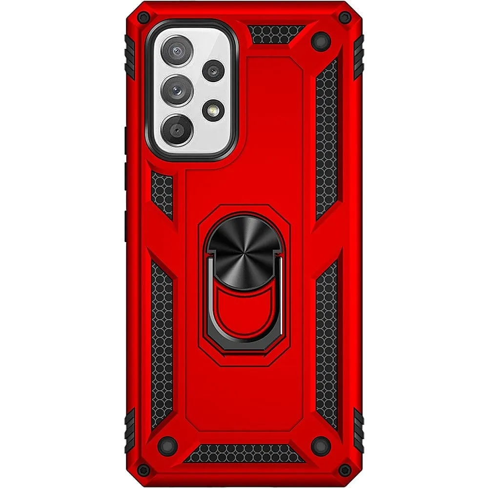 Red Military Kickstand Case with Belt Clip - Samsung Galaxy A53 5G Ergonomic Texture