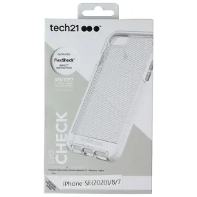 Hard Plastic Hard Edge Tech21 Evo Check Series Flexible Gel Case Cover Apple iPhone 8 7 - Clear / White