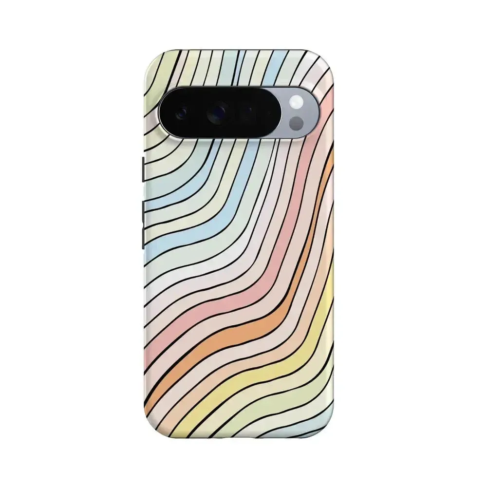 High Quality Ride The Wave | Pastel Rainbow Lined Google Pixel Case