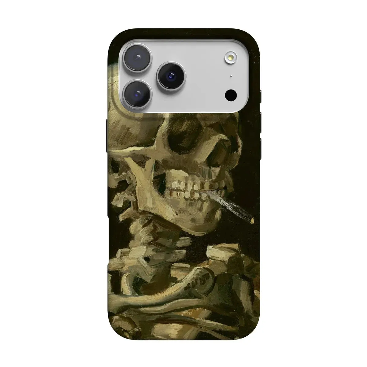 Rugged Finish Durable Design Texture Van Gogh | Head of a Skeleton with a Burning Cigarette Phone Case