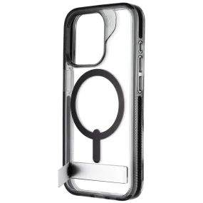 Everyday Protection Glossy Look ZAGG Santa Cruz Snap Kickstand Case for MagSafe for iPhone 15 Pro - Black/Clear