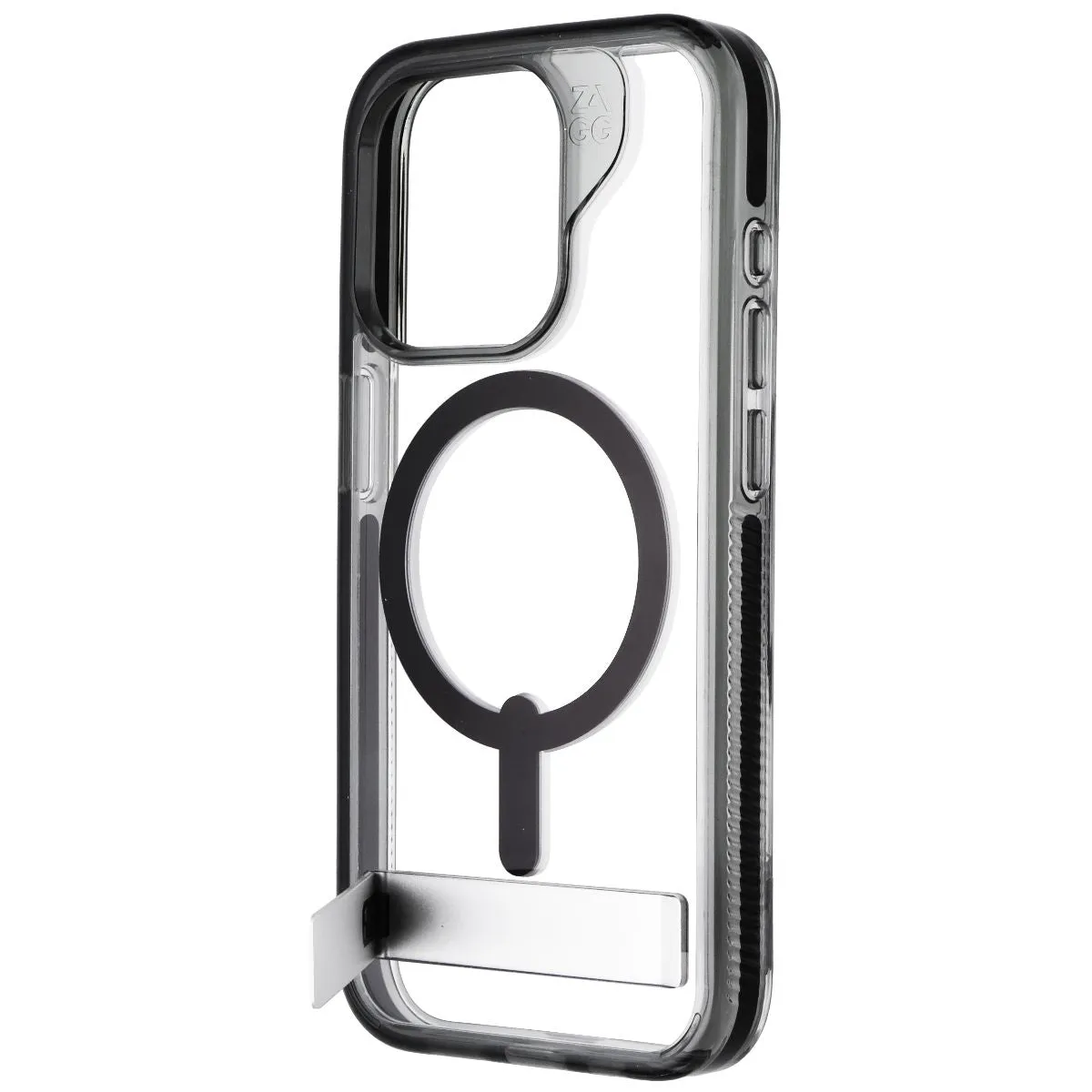 Everyday Protection Glossy Look ZAGG Santa Cruz Snap Kickstand Case for MagSafe for iPhone 15 Pro - Black/Clear