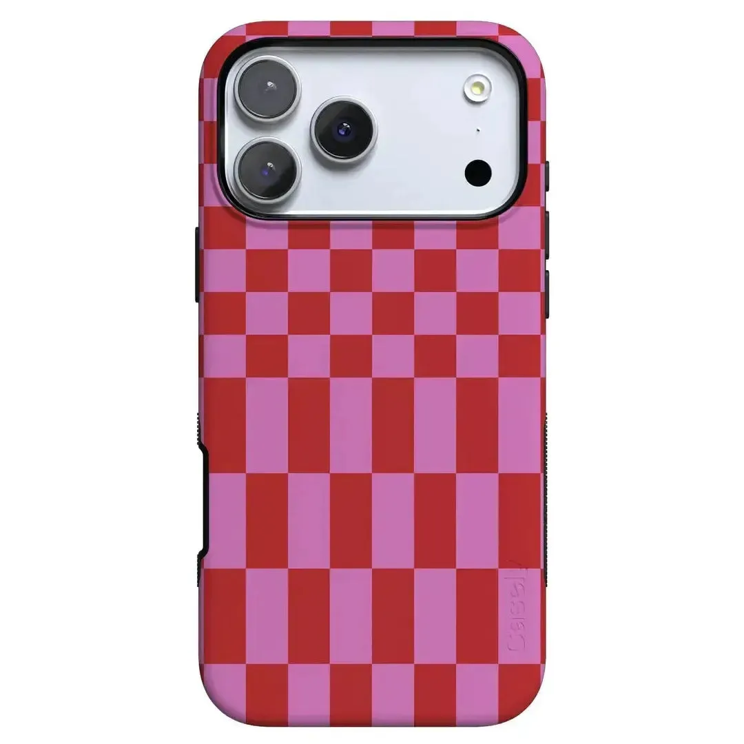 Glossy Look Vibe Check | Pink Checkerboard Case