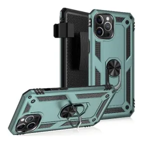 Protective Frame Raider Series Green Kickstand Case with Belt Clip - iPhone 12 Pro