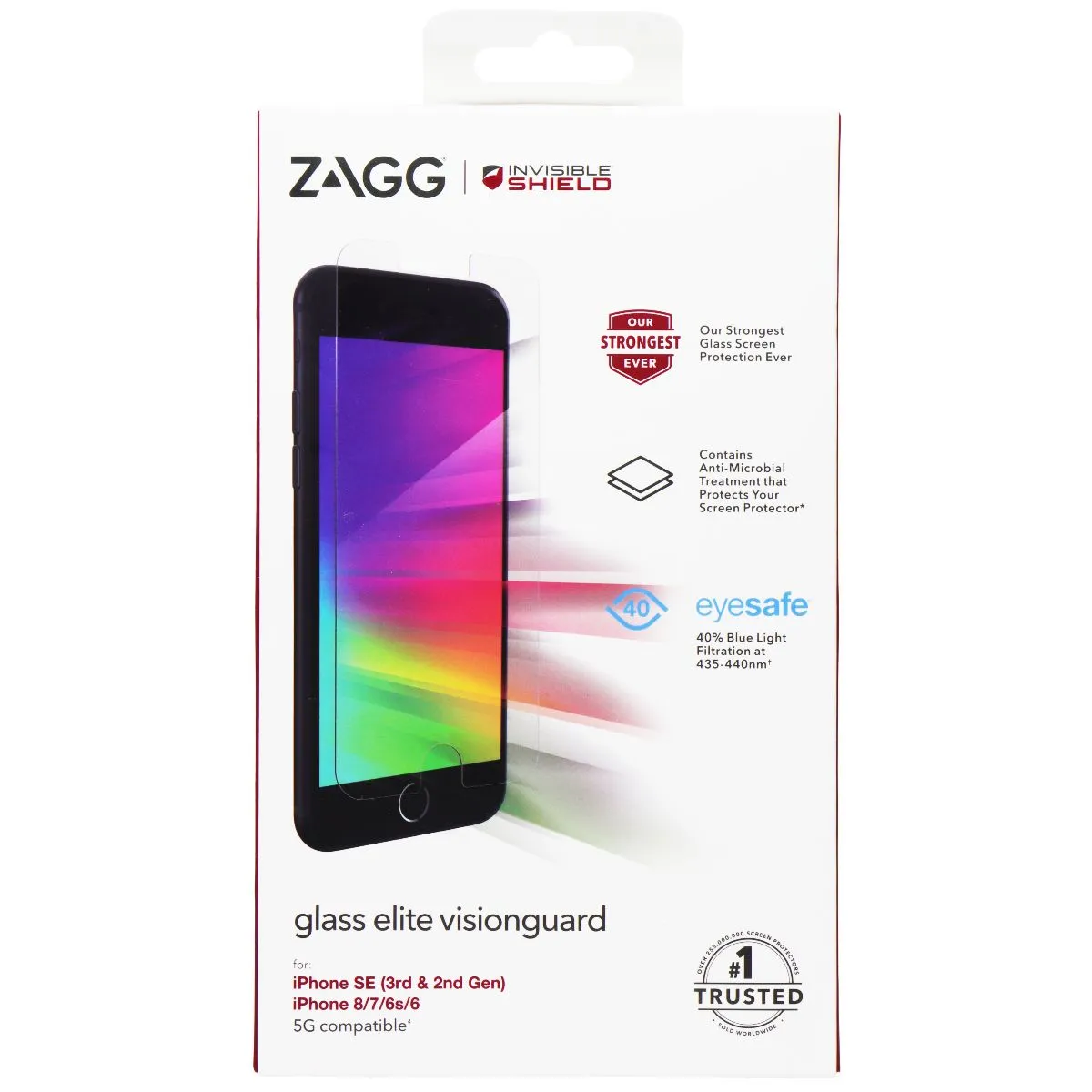 ZAGG InvisibleShield Glass Elite Visionguard for iPhone SE (3rd & 2nd Gen) Screen Armor Shield Plus