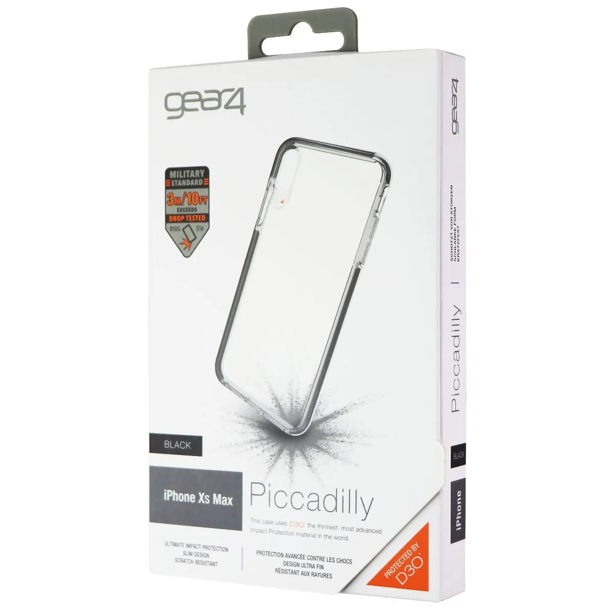 Protective Surface Durable Edge Finish ZAGG Piccadilly Series Case for Apple iPhone XS Max - Clear/Black