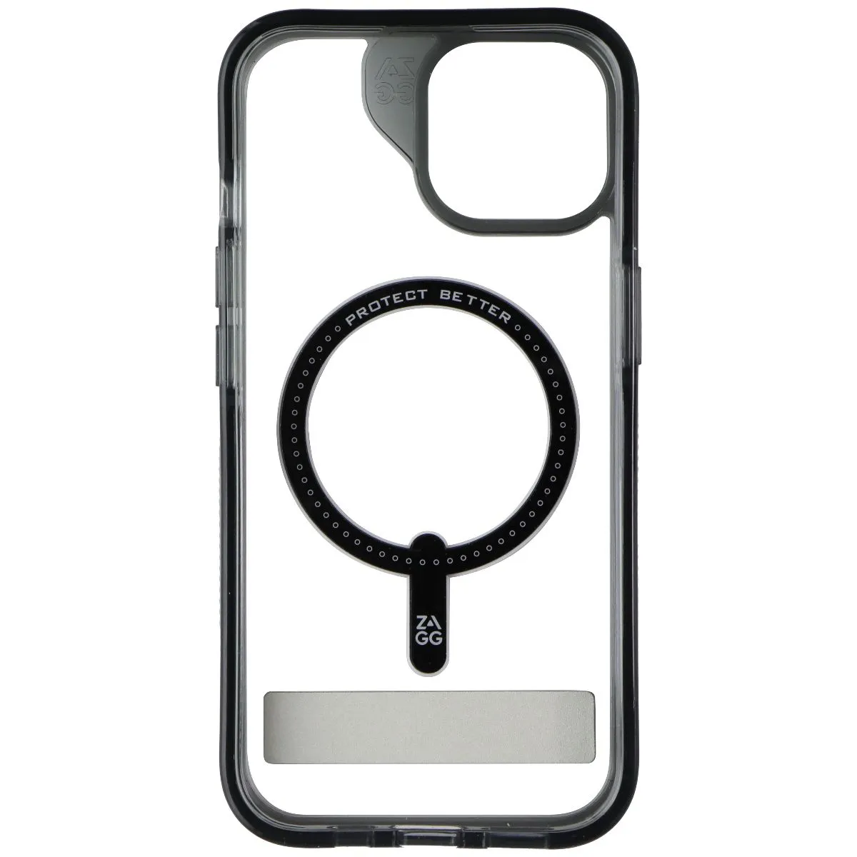Zagg Santa Cruz Snap Case for MagSafe with Kickstand for iPhone 15/14/13 - Black Rugged Look Ultra light